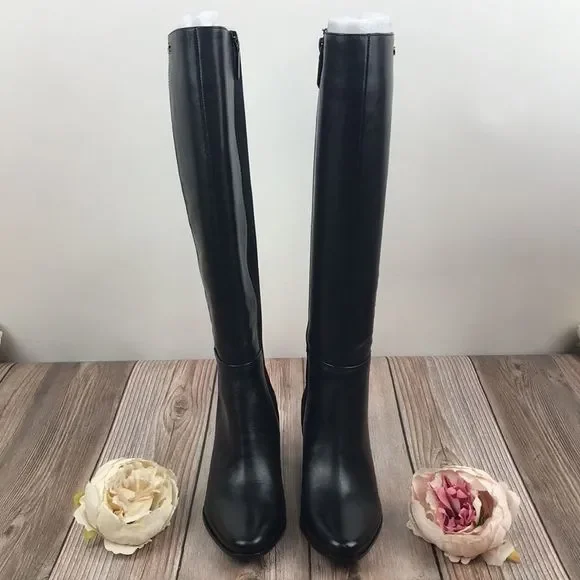 Calvin Klein Black and White Heeled Boots - Picture 3 of 8